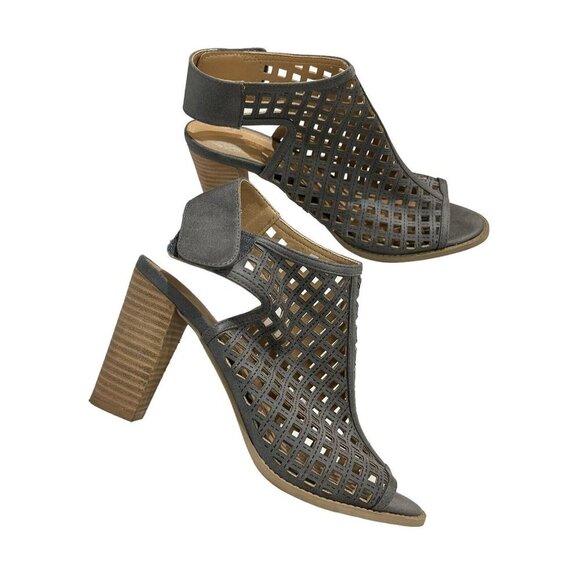 Report Rumi Womens Laser Cut Peep Toe Gray‎ Sandal Pump Size 10 - Picture 1 of 9